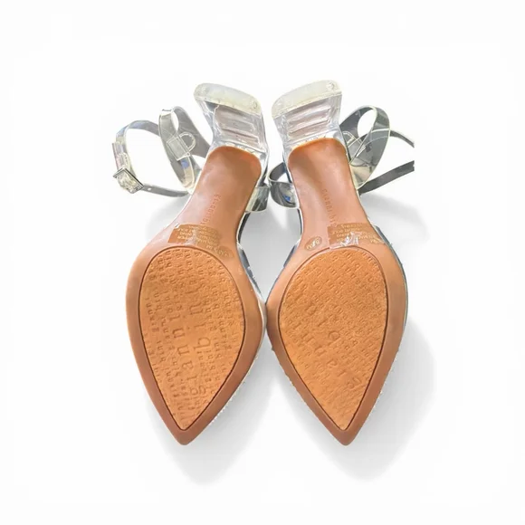 Gianni Bini The Lorynn’s Clear Silver Rhinestone Ankle Strap Heels 8.5 - Picture 5 of 5